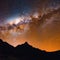 Milky Way over Mt Ausangate and the Andes mountains. Cusco, Peru