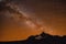 Milky Way over Mt Ausangate and the Andes mountains. Cusco, Peru