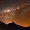 Milky Way over Mt Ausangate and the Andes mountains. Cusco, Peru