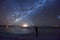 Milky way over Salar de Uyuni, the world`s largest salt flat