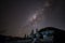 Milky way over Temple at Bromo mountain Java, Indonesia