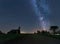 Milky Way over Zion Lutheran Church and cemetery in Saskatchewan, Canada