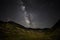 Milky way and Perseid meteor shower in the Transylvania mountains , Romania