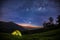 The Milky Way rises over the Tea plantation