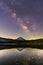 Milky way rising over Fuji mountain at Saiko lake in Japan