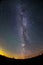 Milky Way shortly after the sunset with orange glow over the horizon