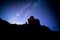 Milky way in Teide national park in Tenerife, canary island. background stars over a massive rock formation