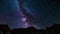 Milky way Time Lapse and stars rotating over the majestic Italian French Alps in summertime