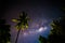 Milkyway behind palm trees in Indonesia