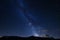 Milkyway over the Swiss Alps mountain at summer midnight,