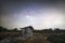milkyway rise at the small hut of vegetable farm