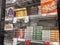 Mill Creek, WA USA - circa May 2022: Angled view of a variety of frozen pizzas for sale inside the freezer section of a Town and