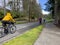 Mill Creek, WA USA - circa May 2023: Wide view of a group of bicycle riders enjoying a recreational day in late spring