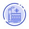 Mill, Factory, Business, Smoke Blue Dotted Line Line Icon