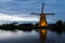 Mill in Unesco place Kinderdijk, by night.