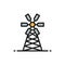 Mill, windmill, farming flat color line icon.