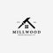 Mill Wood House Logo Vector, Illustration of Carpentry Design, Vintage of Hammer and Steel