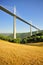 Millau viaduct, valley fields, France