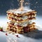 Mille feuille, also known as Napoleon or vanilla slice, is a classic French dessert made of puff pastry layered with pastry cream.