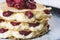 Mille-feuilles with cream and cramberries