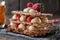 Millefeuille dessert with strawberries dessert sweet on black background cake