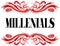 MILLENIALS red floral text frame.