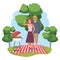 Millennial couple date picnic background frame