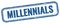 MILLENNIALS text on blue grungy vintage stamp