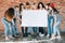 Millennials whiteboard amusing mockup copy space