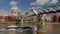 Millennium Bridge River Boat and St Pauls London