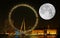 Millennium wheel in London with super moon