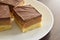 Millionaire`s shortbread, caramel shortcake, or millionaire`s slice.