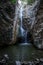 Millomeris waterfall and a water pool view near Platres in Cyprus