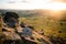 Millstone at sunset, Baslow edge