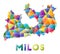 Milos - colorful low poly island shape.