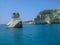 Milos island in greece, kleftiko bay rock caves, sea swimming sailing in summer holidays