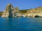 Milos island in greece, kleftiko bay rock caves, sea swimming sailing in summer holidays