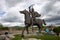 Milos Obilic legendary Serbian knight, statue on horse in Gracanica, near Pristina, Kosovo, Serbia