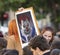 Milos Zeman shown as an evil clown on the demonstration on Prague Wenceslas square against the goverment