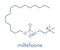 Miltefosine leishmaniasis drug molecule. Skeletal formula.