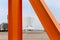 Milwaukee Art Museum Seen Through Orange Sculpture The Calling