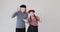 Mime artist couple gesturing ok and thumbs up sign