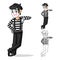 Mime Artist Leaning Against Pose Cartoon Character