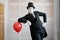 Mime artist, scene with air balloon, comedy parody