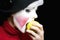 Mime biting an apple