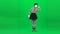 Mime girl changing emotions on face. Chroma key. Full length.