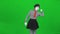 Mime girl making faces and gesticulating. Green screen, Chroma key.