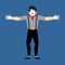 Mime happy. pantomime merry. mimic cheerful. Vector illustration