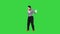Mime leans to invisible wall on a Green Screen, Chroma Key.