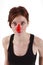 Mime with red nose